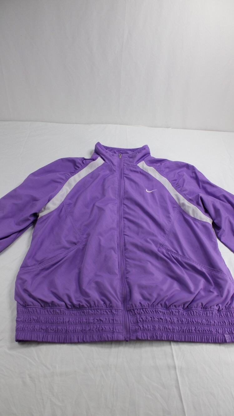 Nike Women M Dri-FIT Running Jacket Purple Full Zip Mesh Lightweight Reflective